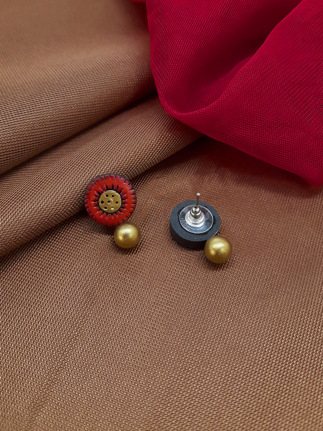 Vilasini — Flower Design Hand Painted Terracotta Jewellery Set - kantara