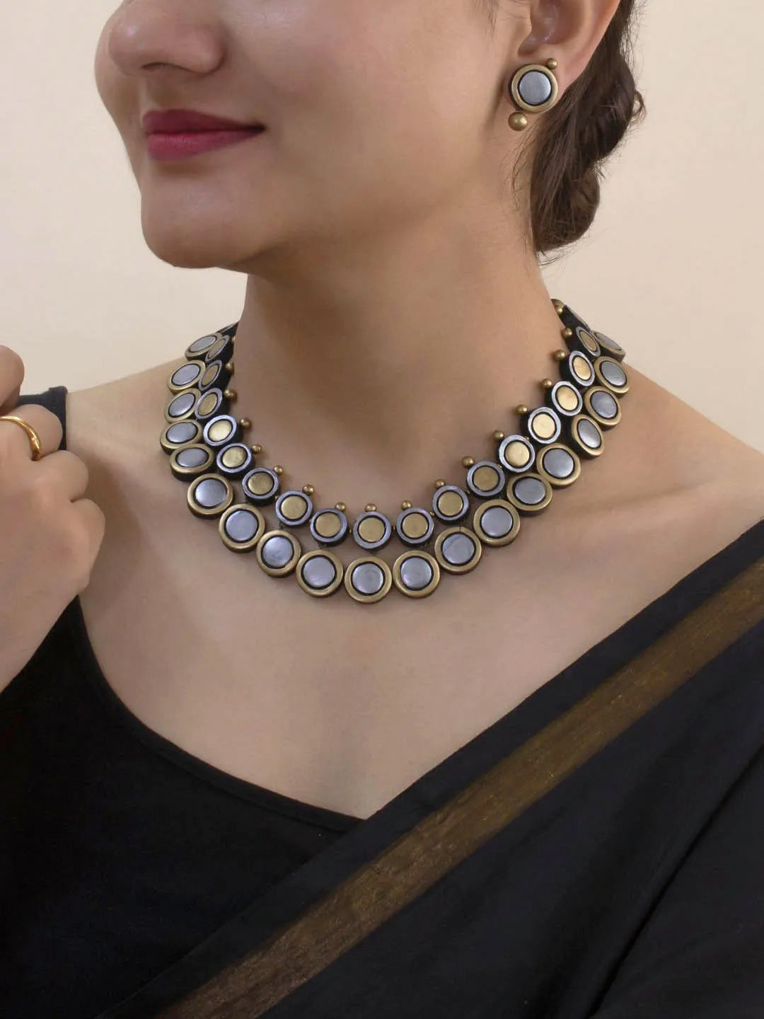 Arthika — Designer Handmade Terracotta Coin Design Choker Necklace Set