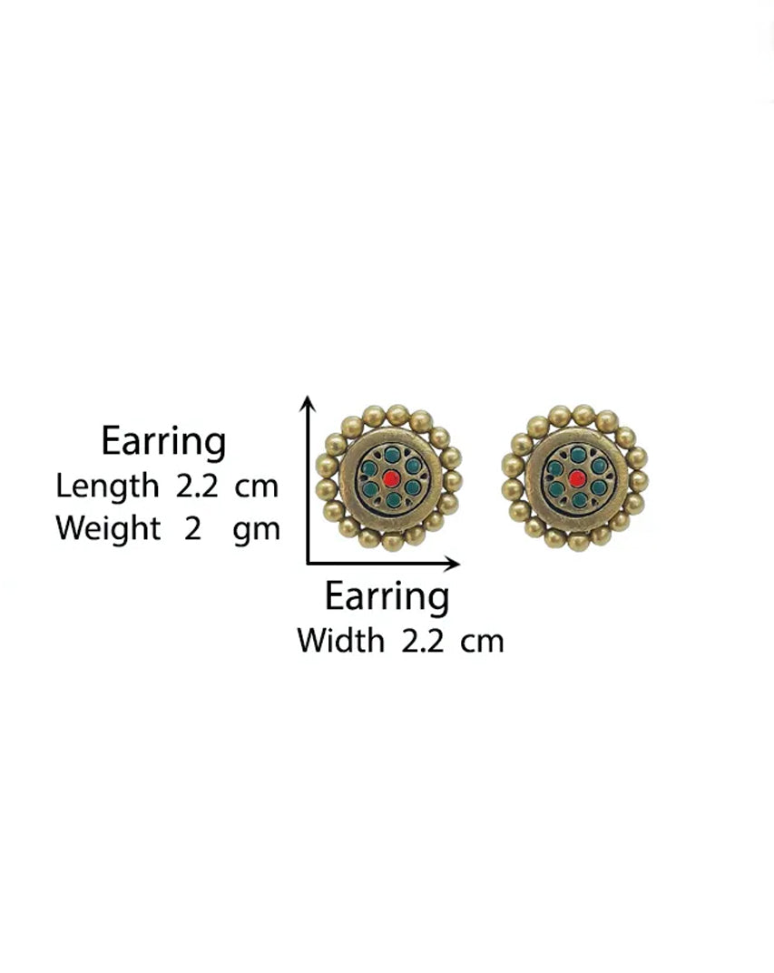 Tarangika — Flower Design Hand Painted Terracotta Earrings