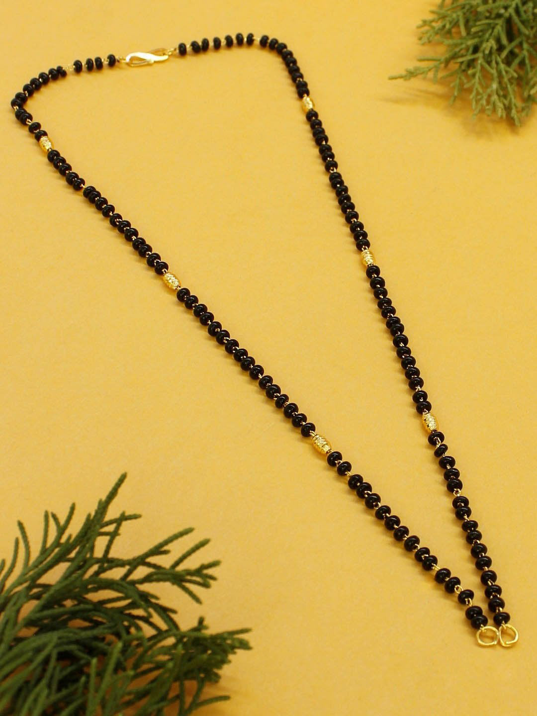 Avismaya Gold Plated Black color Beads Long necklace Mangalsutra