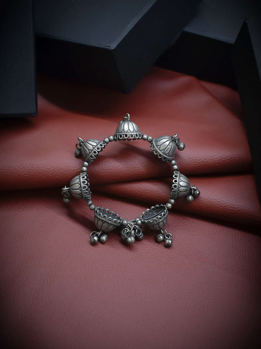 Leaf Design German Silver Bangle