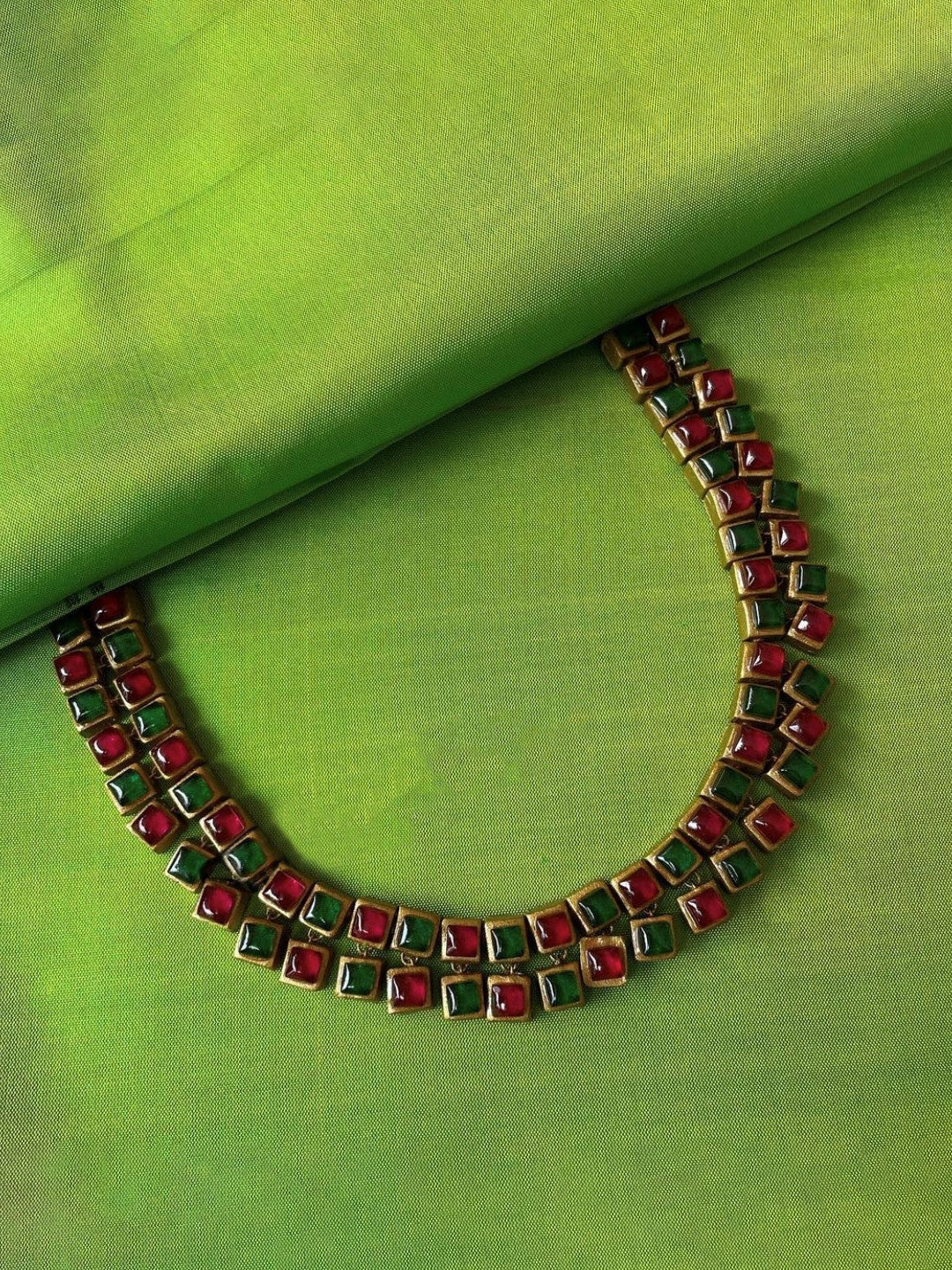 Square Design Hand Painted Finish Terracotta Jewellery Set