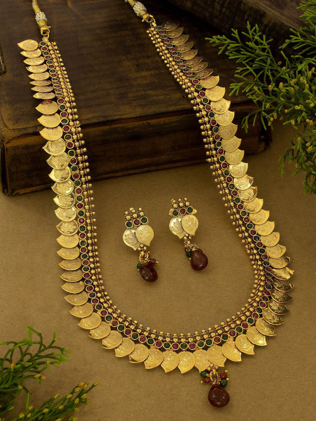 Antique Copper Temple Jewelry Coin Necklace Set For Wedding