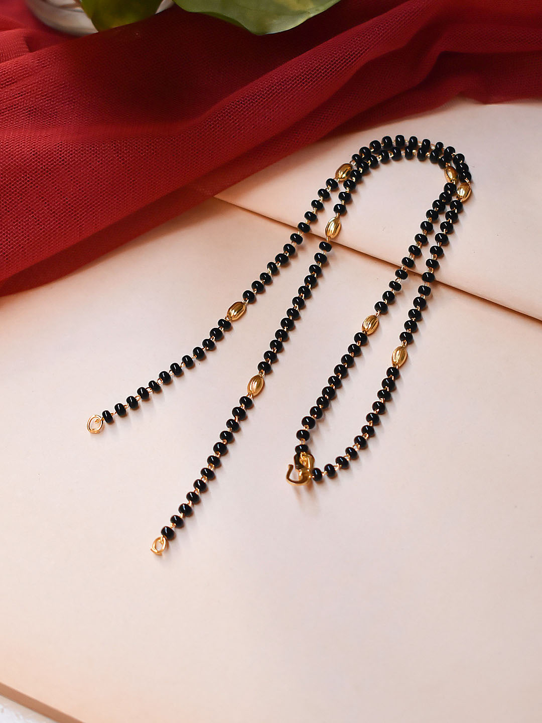 Avismaya Gold Plated Traditional Black Color Beads Mangalsutra