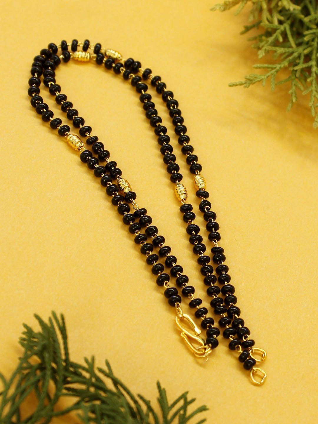 Avismaya Gold Plated Black color Beads Long necklace Mangalsutra