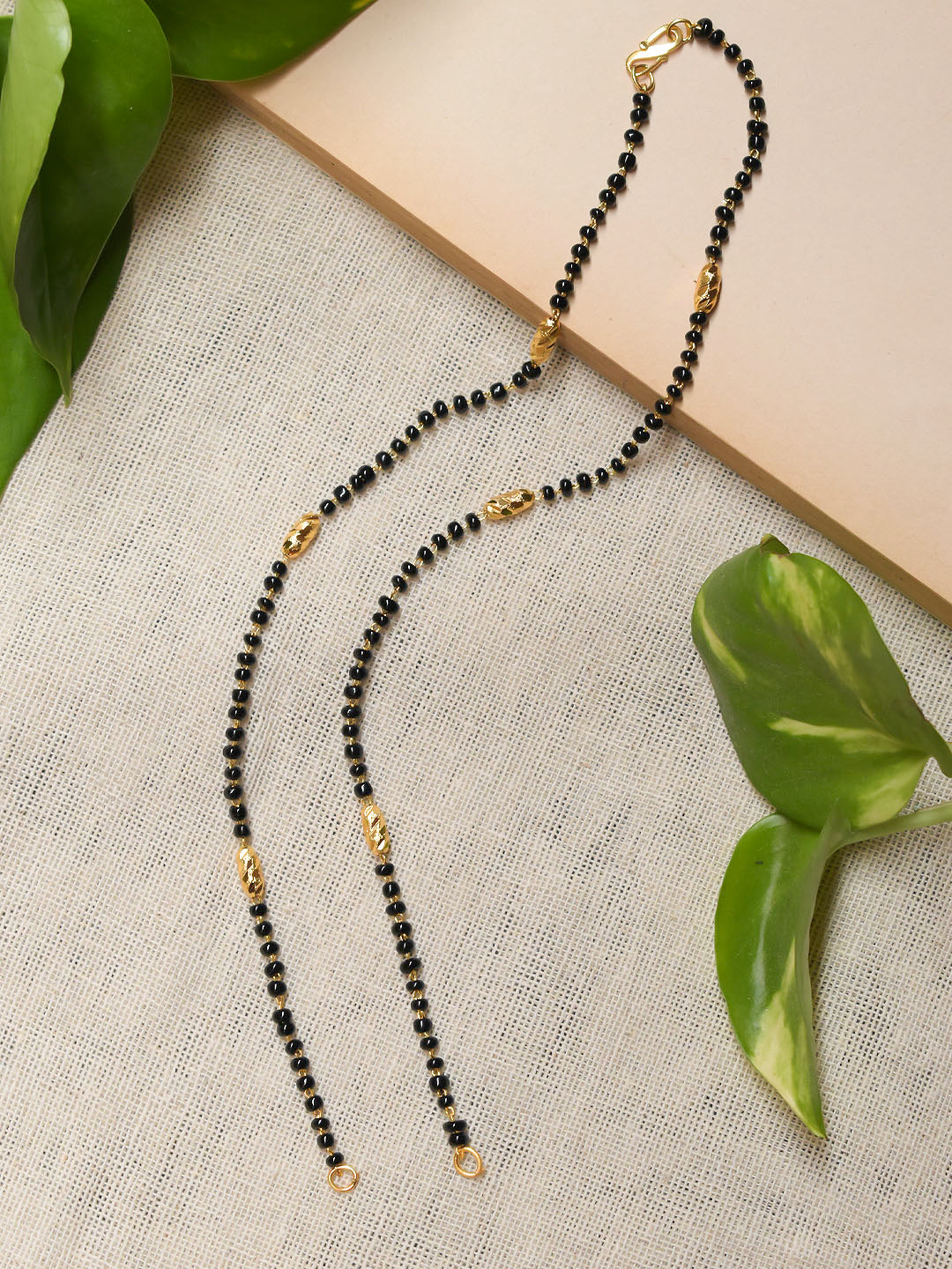Avismaya Gold Plated Traditional Black Color Beads Mangalsutra