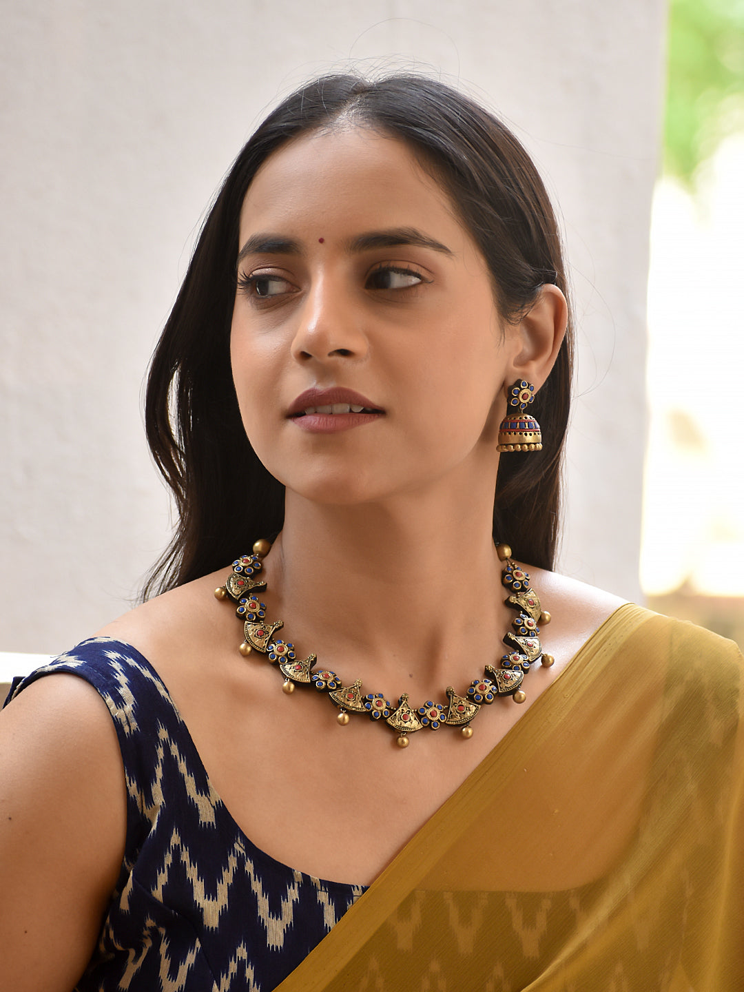 Malini — Floral Motif Necklace with Bead Drops