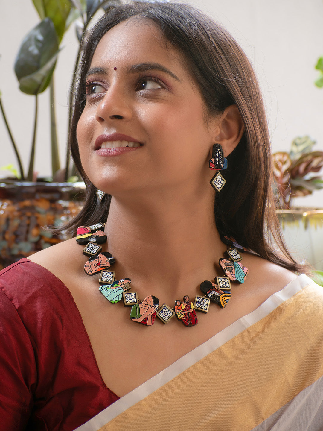 Celebrating Womenhood Multi-Colour Handmade Terracotta Necklace Set