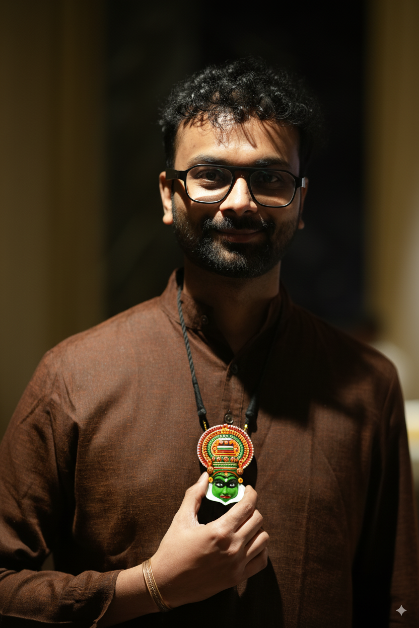 Natya Raja — Kathakali Design Handpainted Terracotta Unisex Necklace