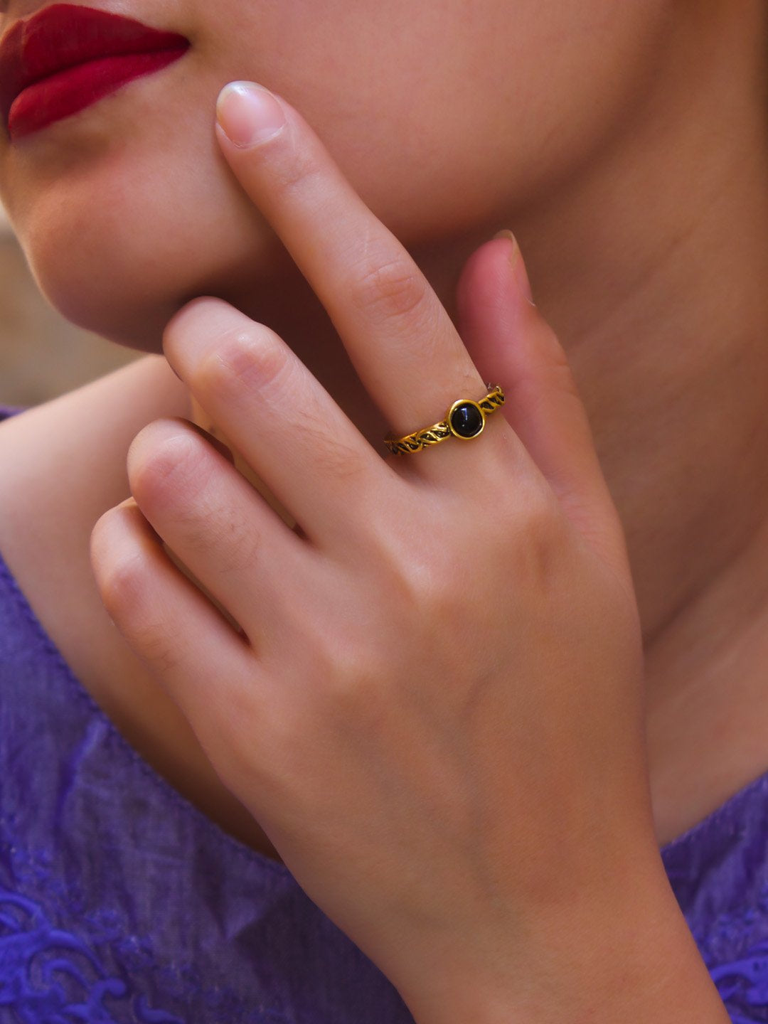 Gold Plated Geometric Design Finger Ring