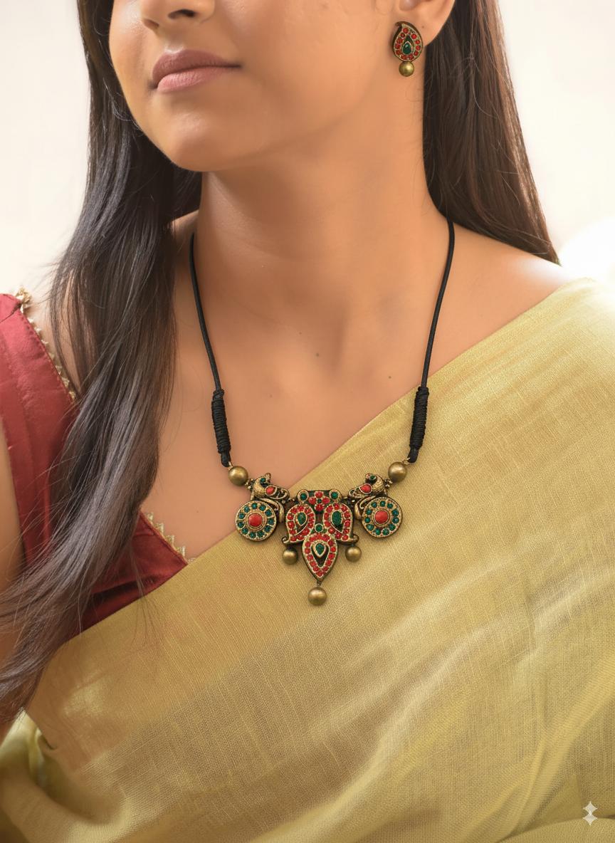 Harini — Mango Design Hand Painted Finish Terracotta Jewellery Set