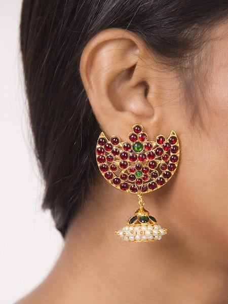 Half Moon Stud With A Jhumka