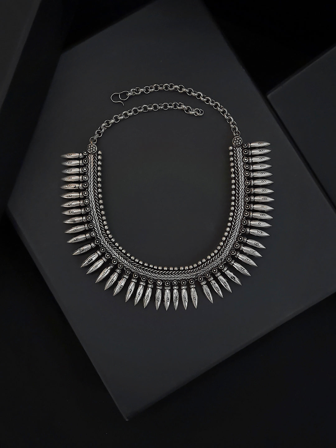 German Silver Fringe Choker Necklace