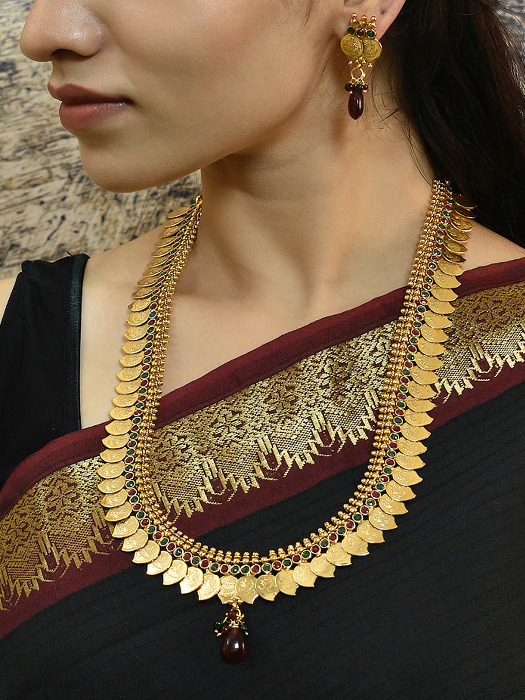 Antique Copper Temple Jewelry Coin Necklace Set For Wedding