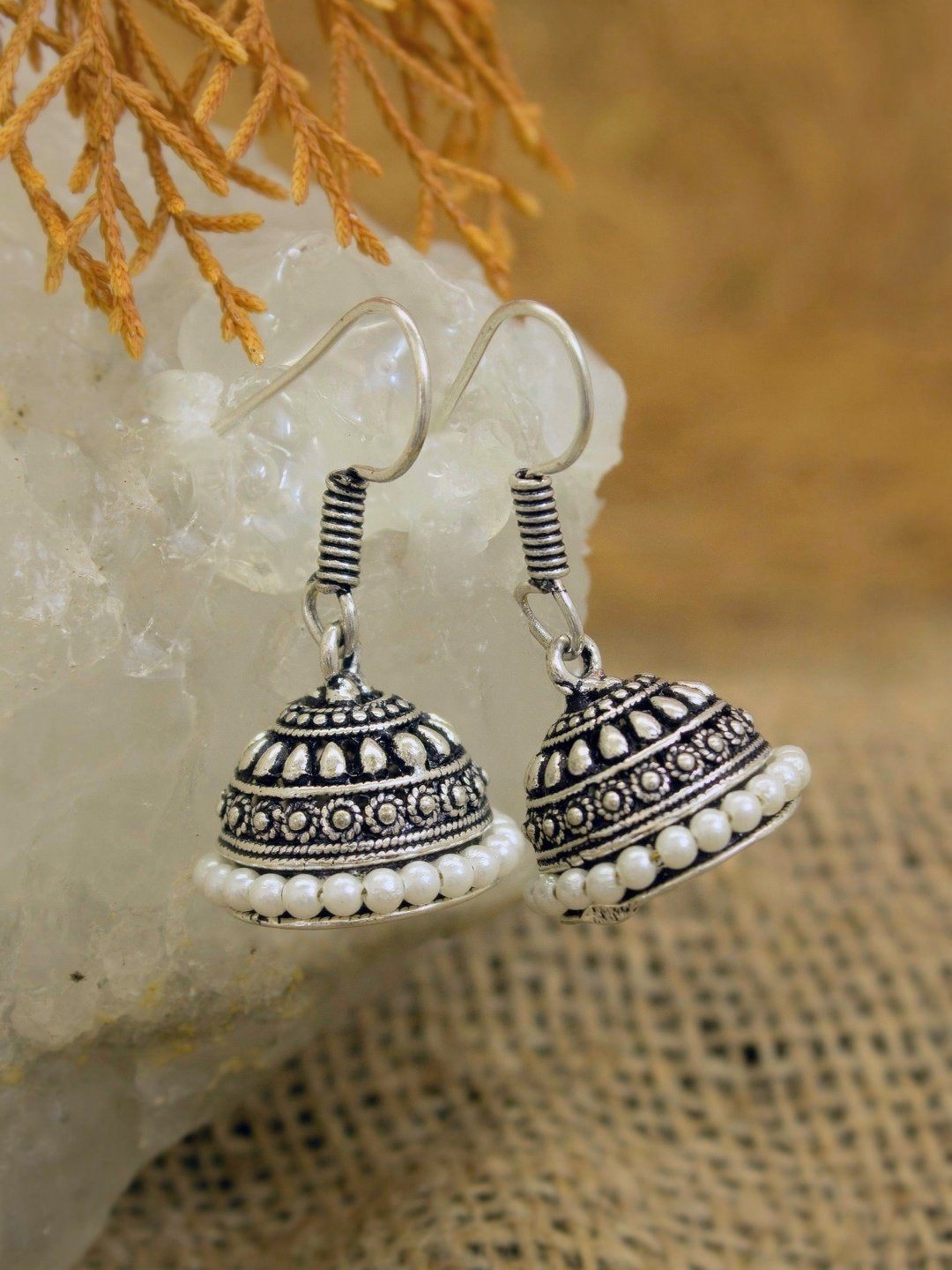 German Silver Jhumka Earrings