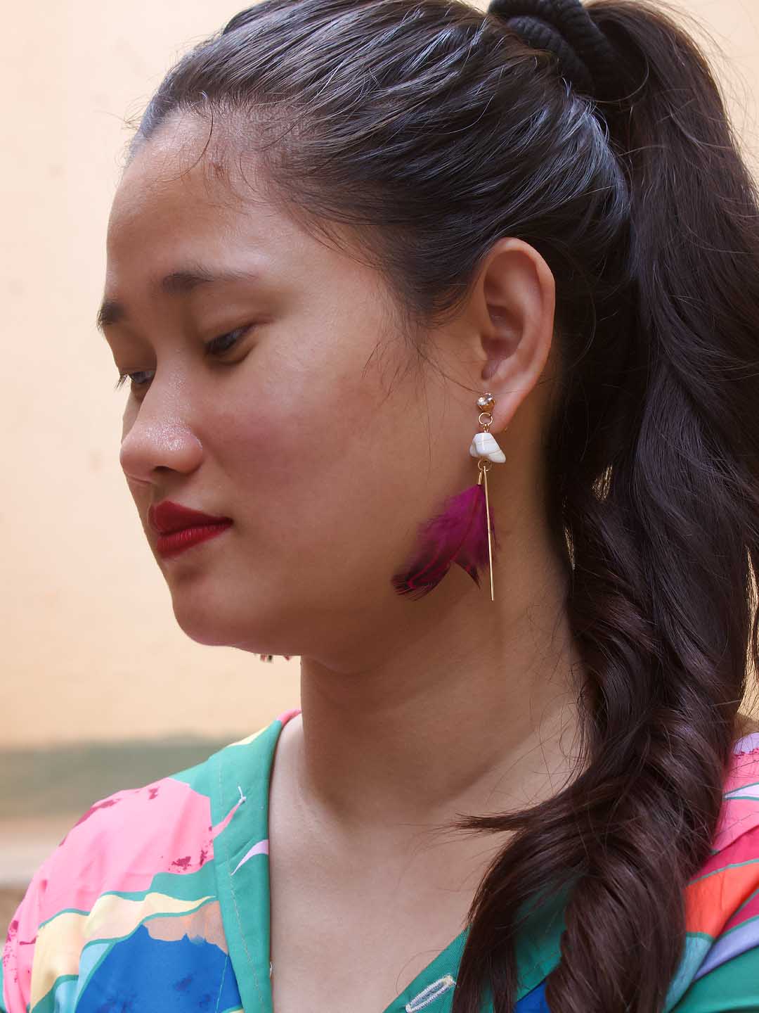 Geometrical Design Shell Earring