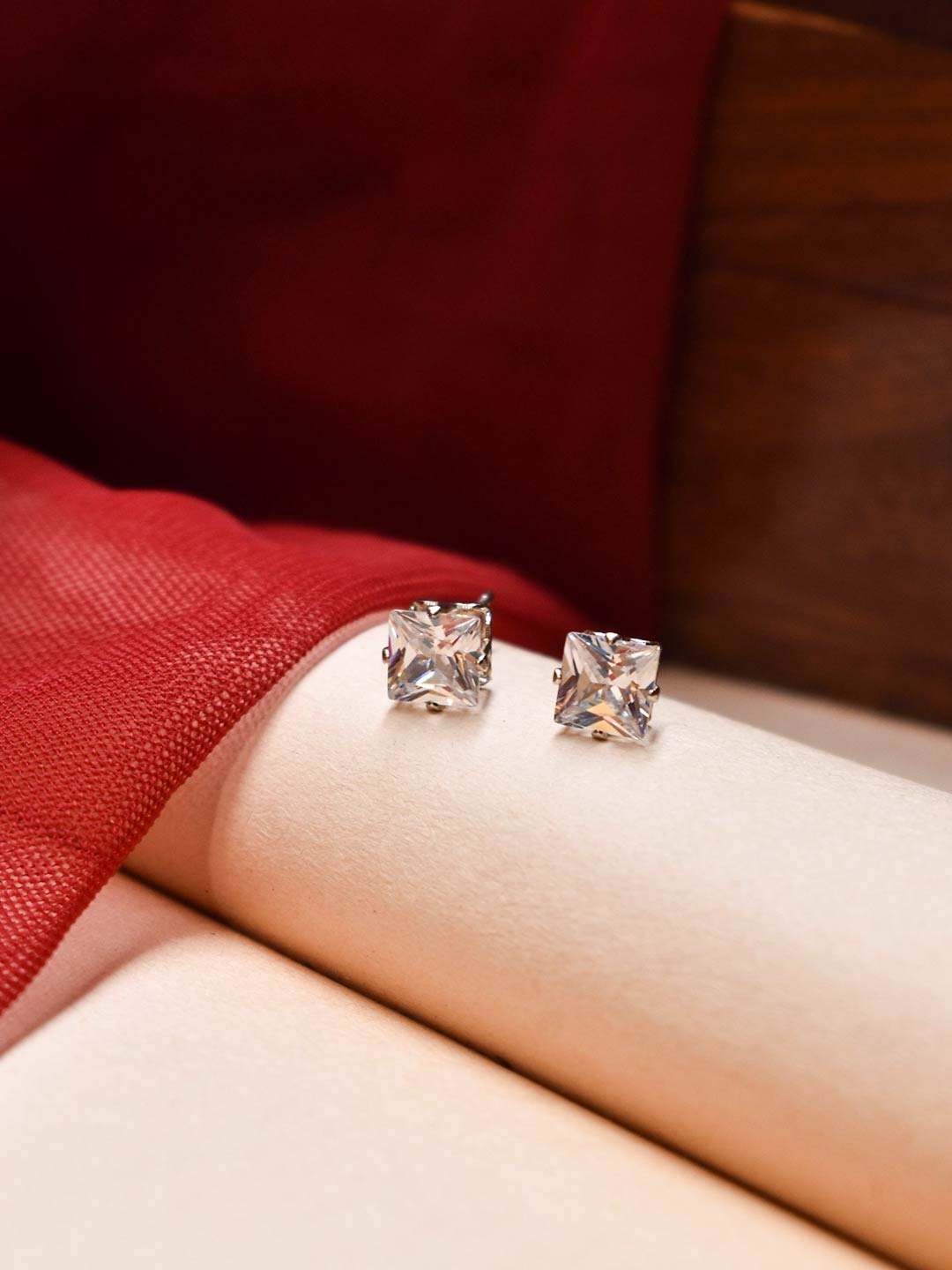 Rectangular Design Cubic Zirconia Earring