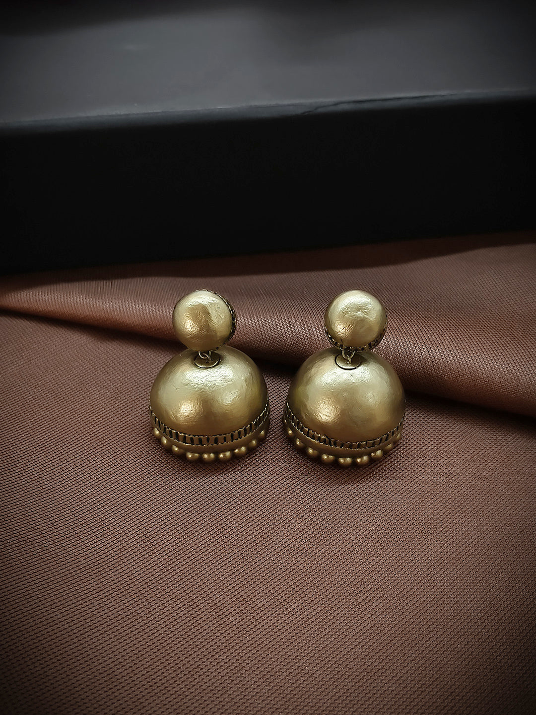 Anka Ruchi — Handmade Antique Gold Geometric Shape Terracotta Jhumka - Kantara