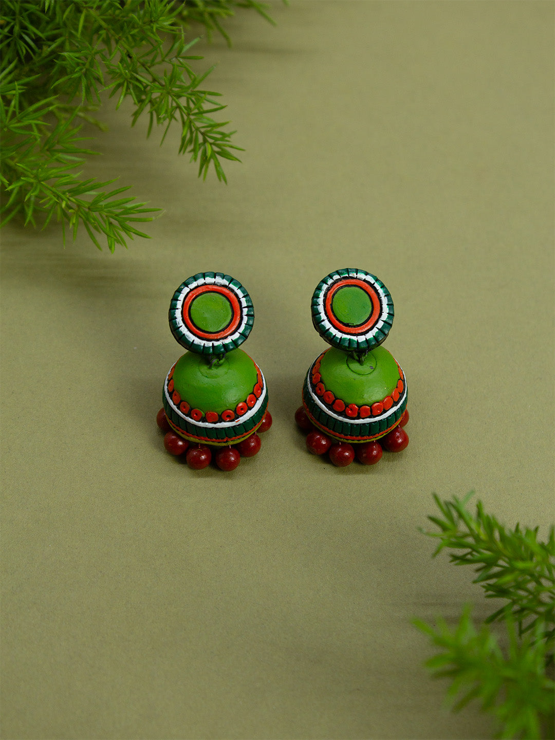 Nandita — Kathakali Design Hand Painted Finish Terracotta Jewellery Set - Kantara