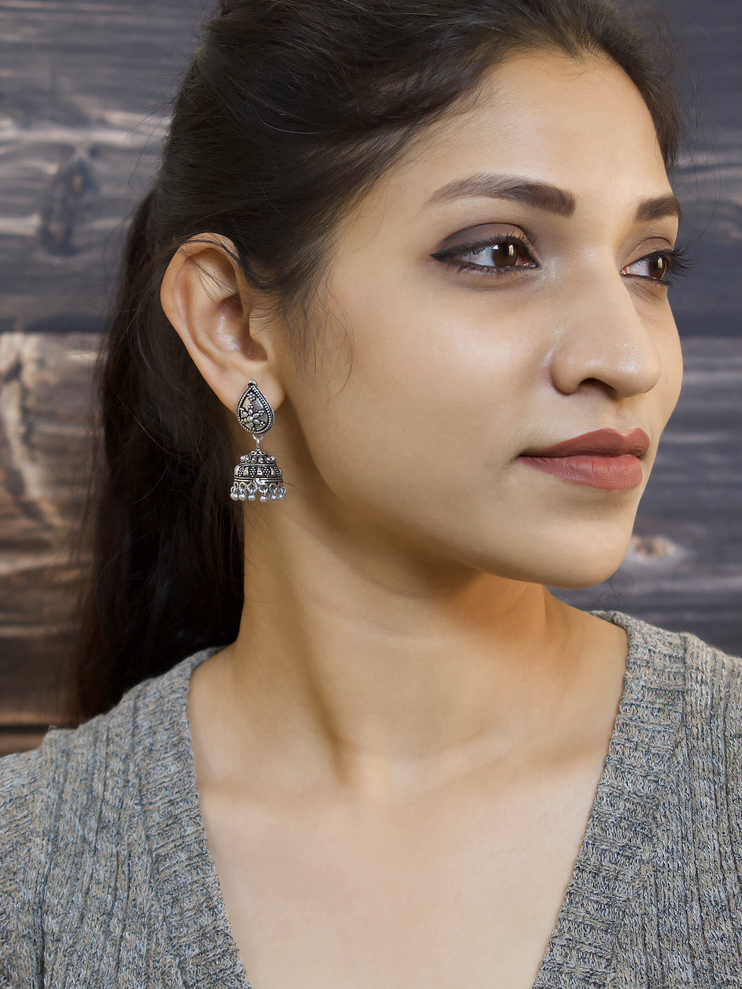 Tear Drop Design German Silver Earring