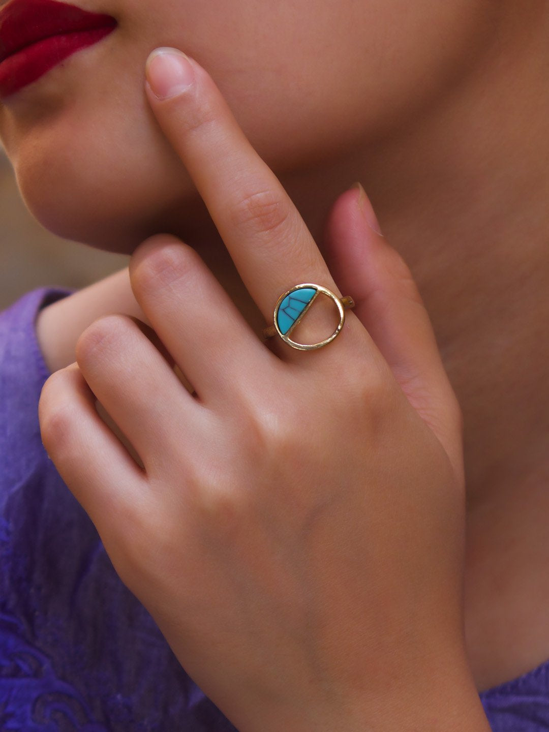 Gold Plated Geometric Design Finger Ring