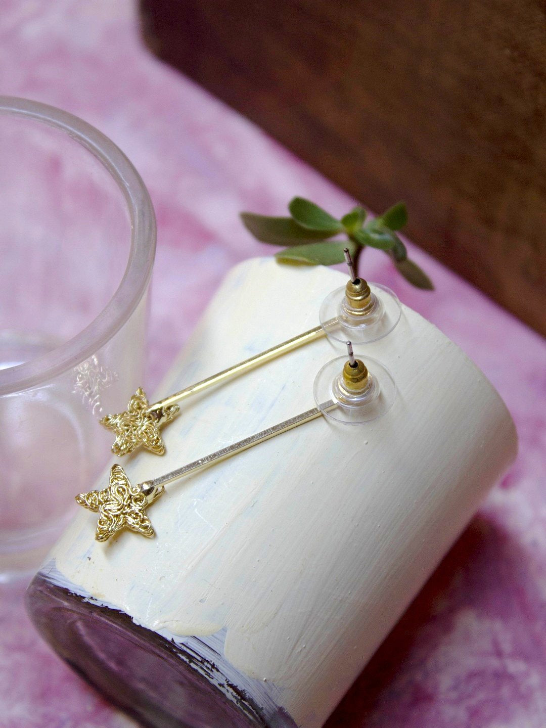 Gold Plated Hanging Star Design Dangler Earring