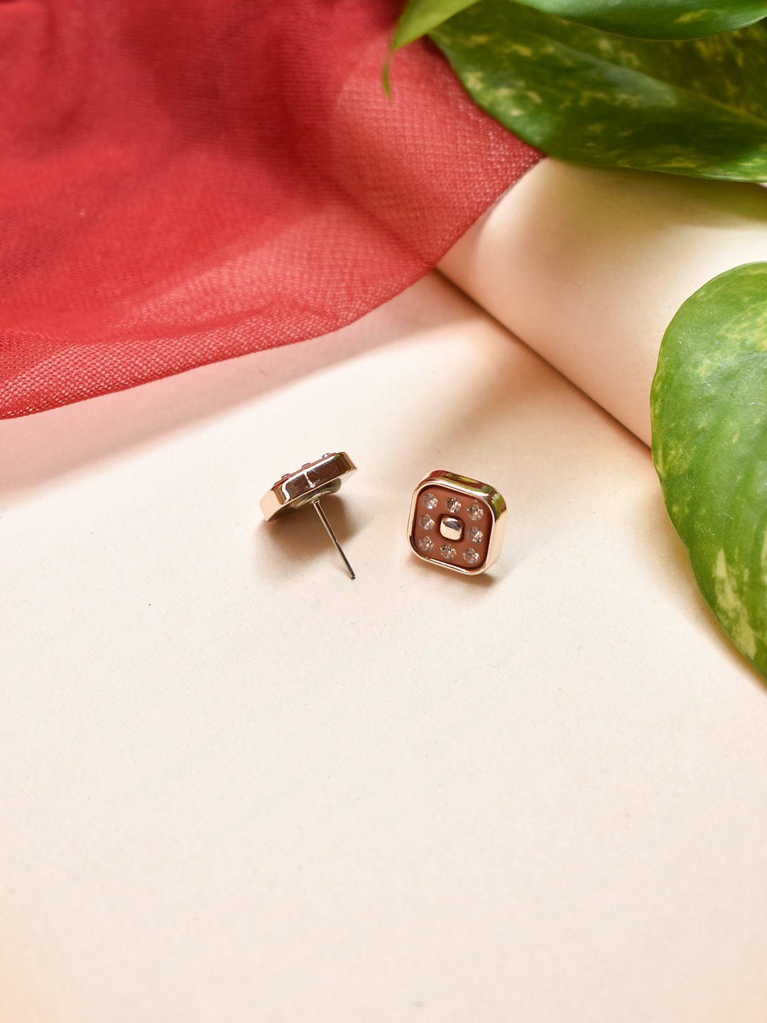 Rose Gold Plated Square Shape Stud Earring