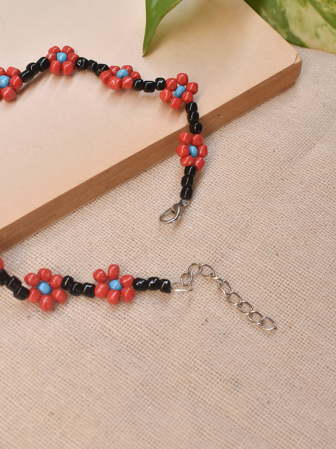 Flower Design Glass Bead Anklet