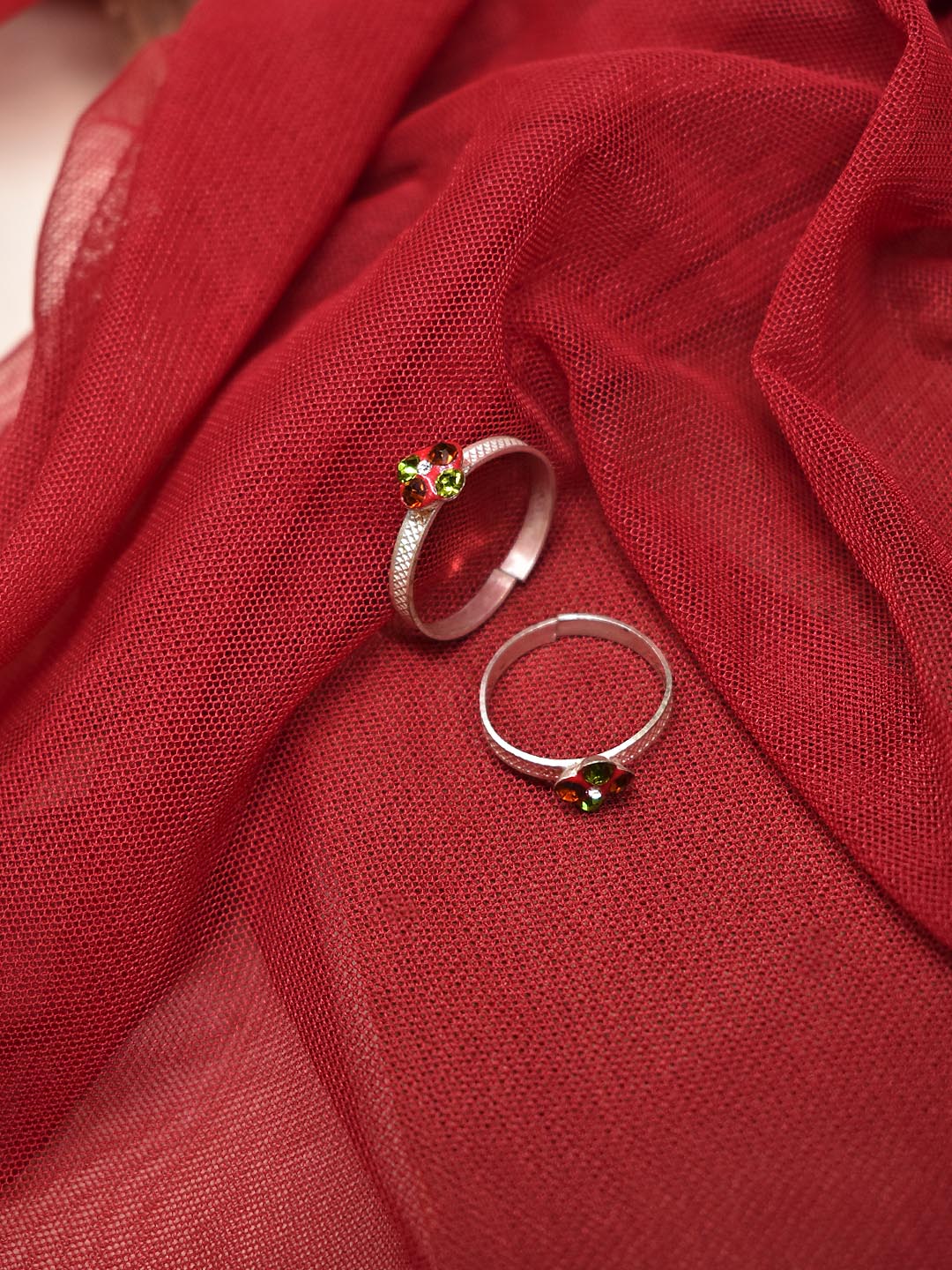 Flower Design Silver Toe Ring