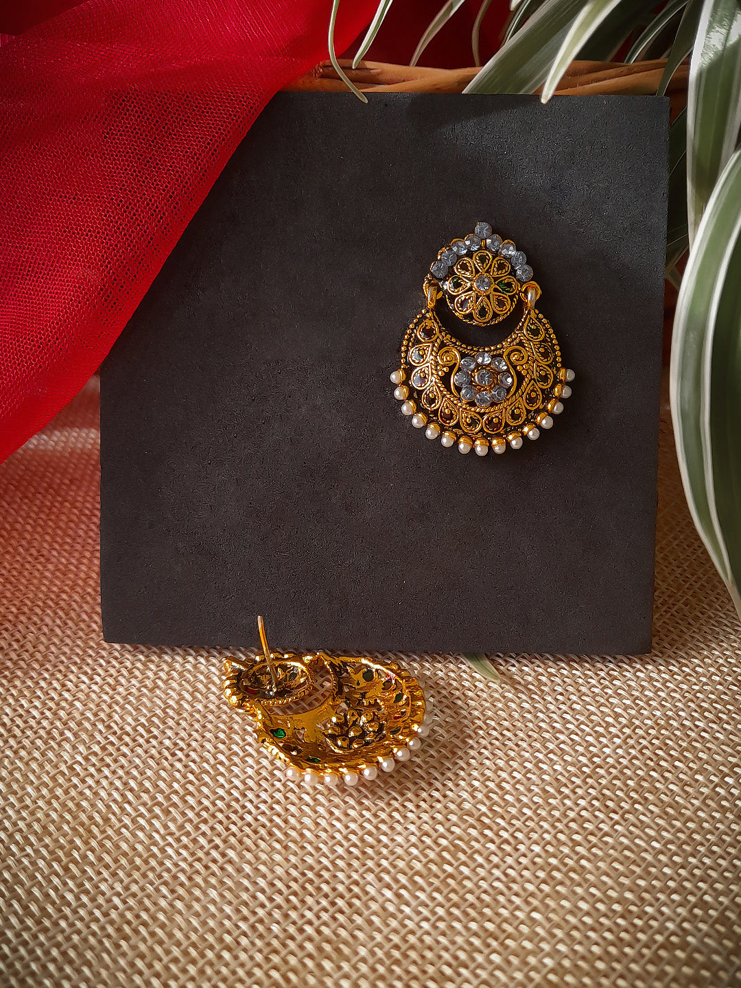 Avismaya Gold Tone Ramleela Design Dangler Earring