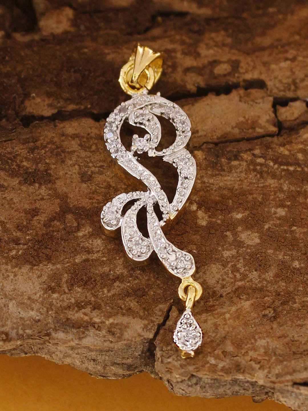 Avismaya Gold Plated With American Diamond Stone Pendant Set