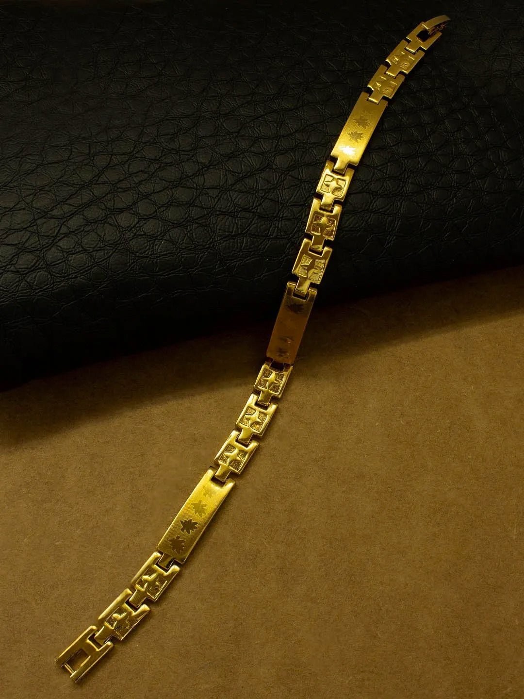 Avismaya Gold Plated Geometric Design Mens Bracelet
