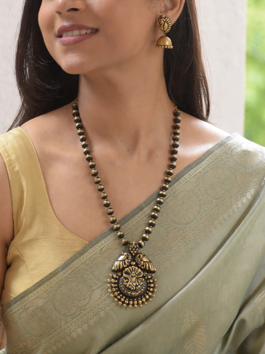 Gopalakrishna Design Hand Painted Terracotta Jewellery Set