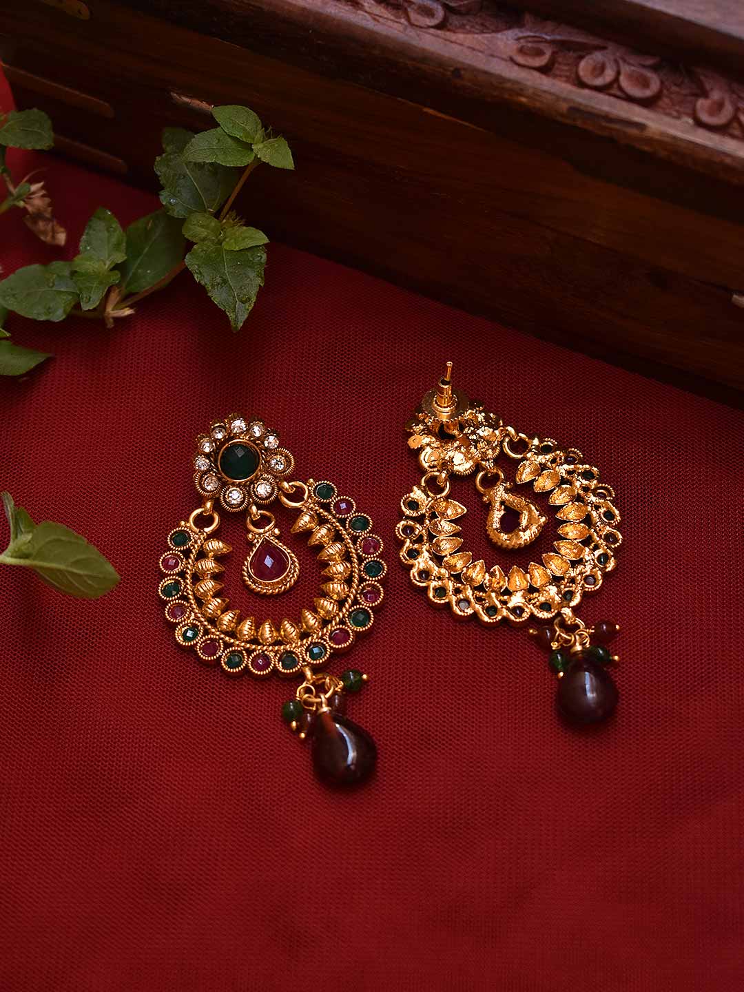 Antique Gold Plated Ram Leela Design Dangler Earring