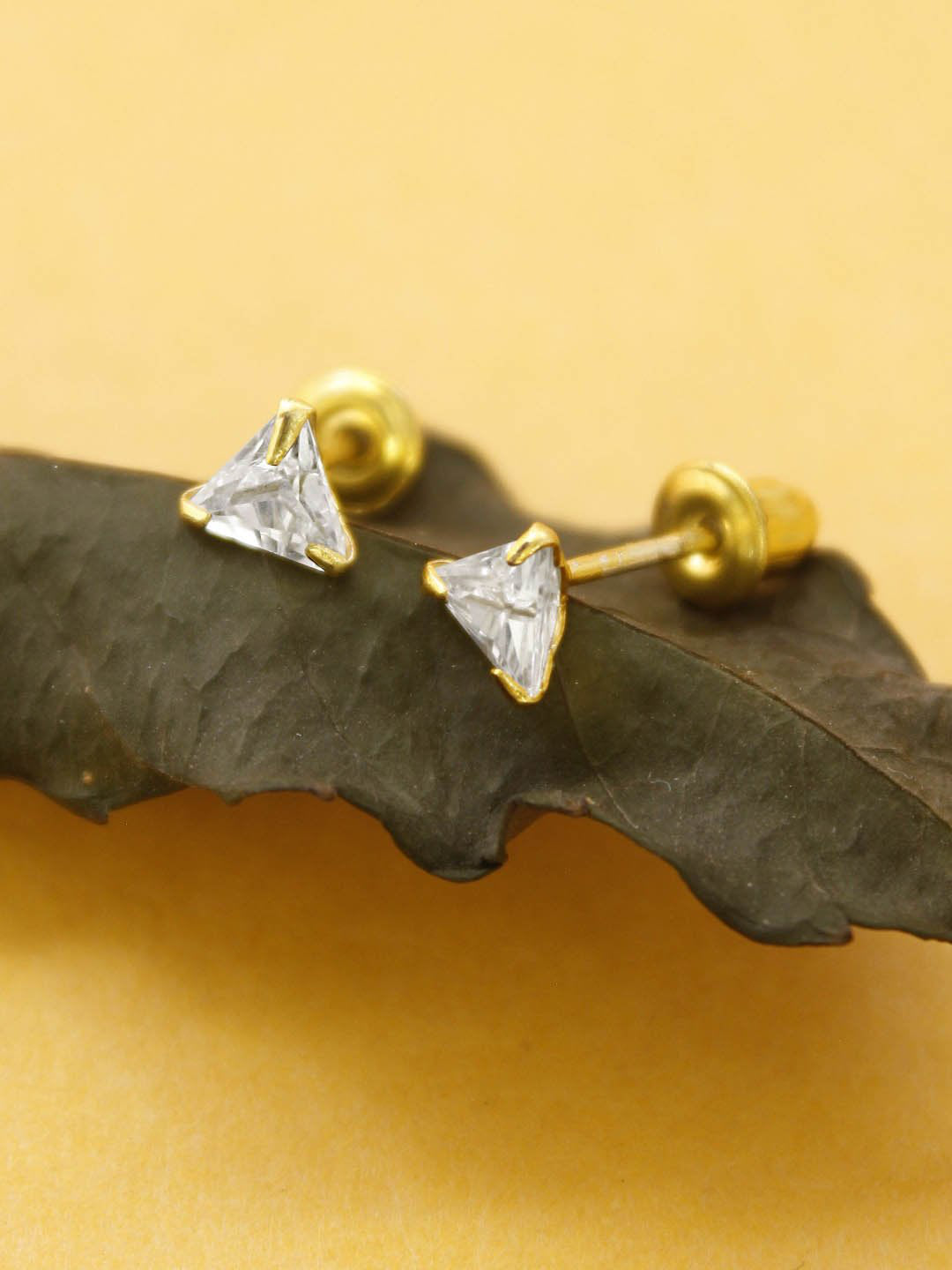 Avismaya Gold Tone With American Diamond Stone Stud Earring