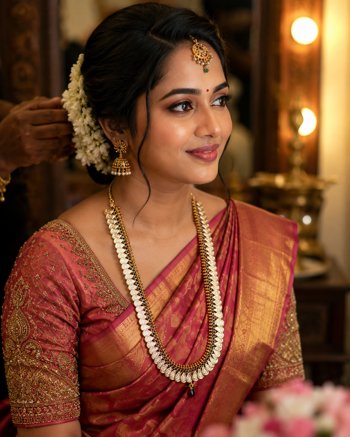 Lakshmi Set - Long Kasu Coins Necklace Set for Marriage Gold finish