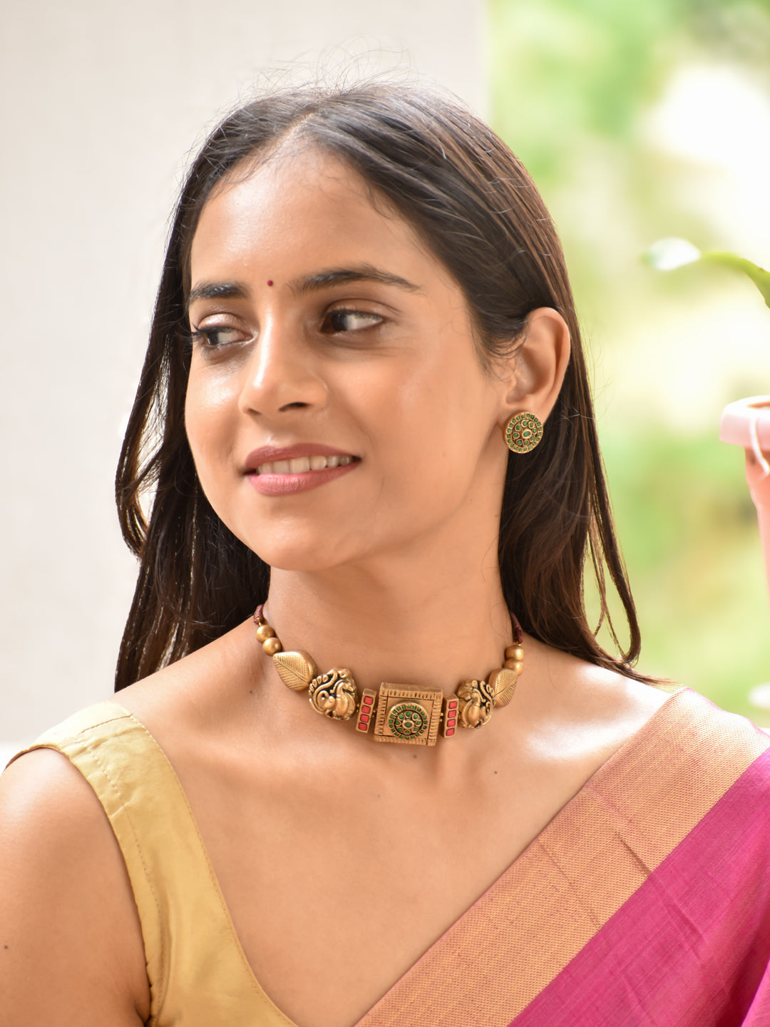 Mauli - crown jewel Heritage Temple Motif Antique Choker Set