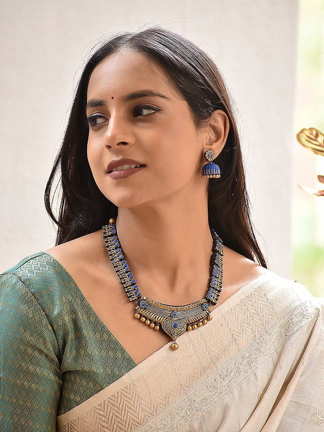 Neelambari — Layered Statement Necklace Set in Black & Royal Blue