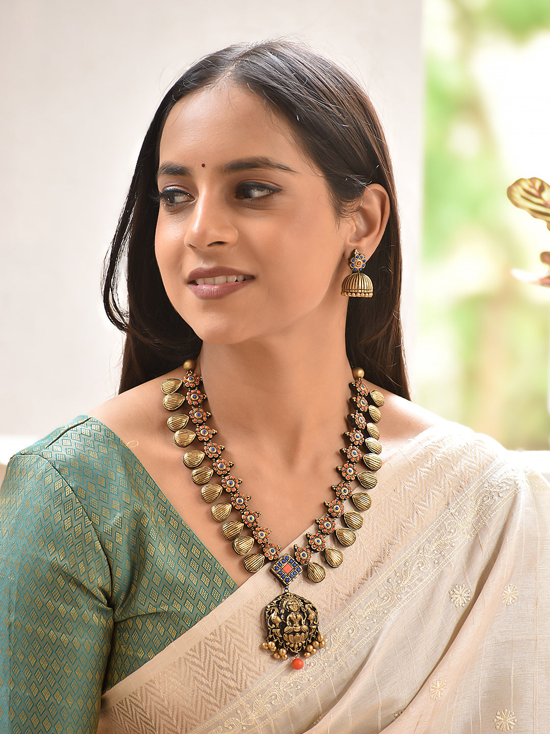 Bahaar — Multicolor Floral Drop Long Necklace Set