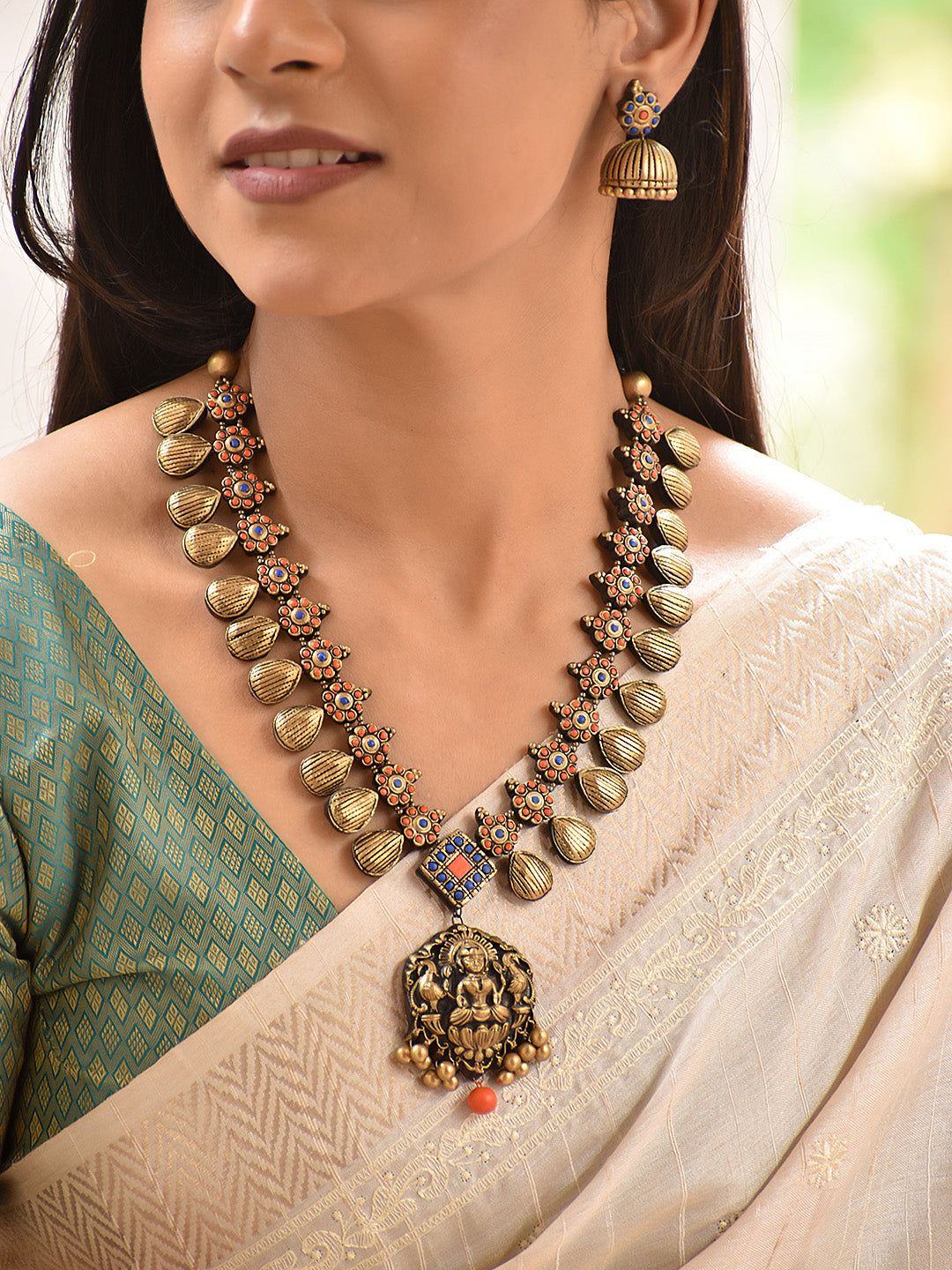 Bahaar — Multicolor Floral Drop Long Necklace Set