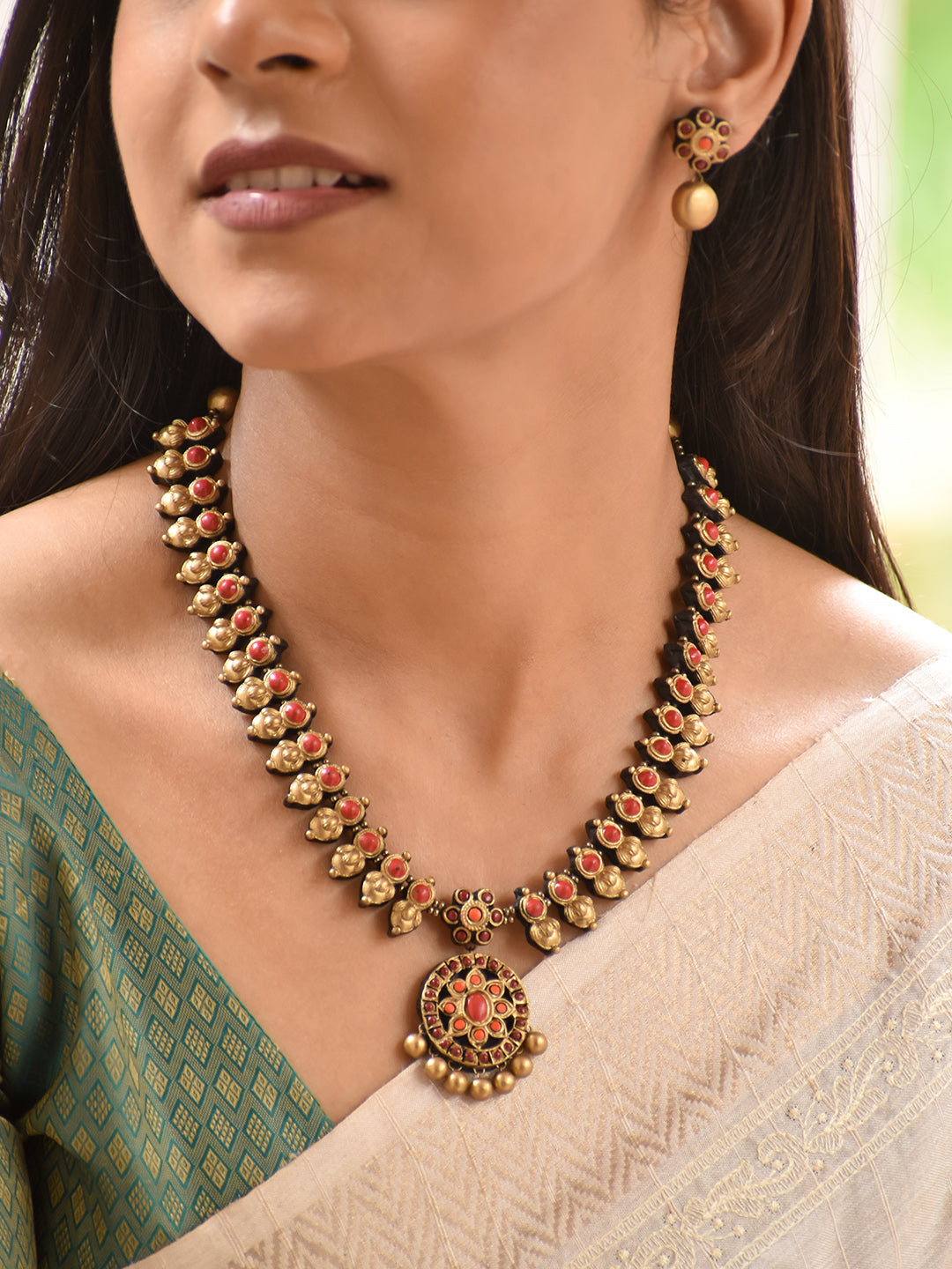 Pushpita — Floral Drop Pendant Necklace