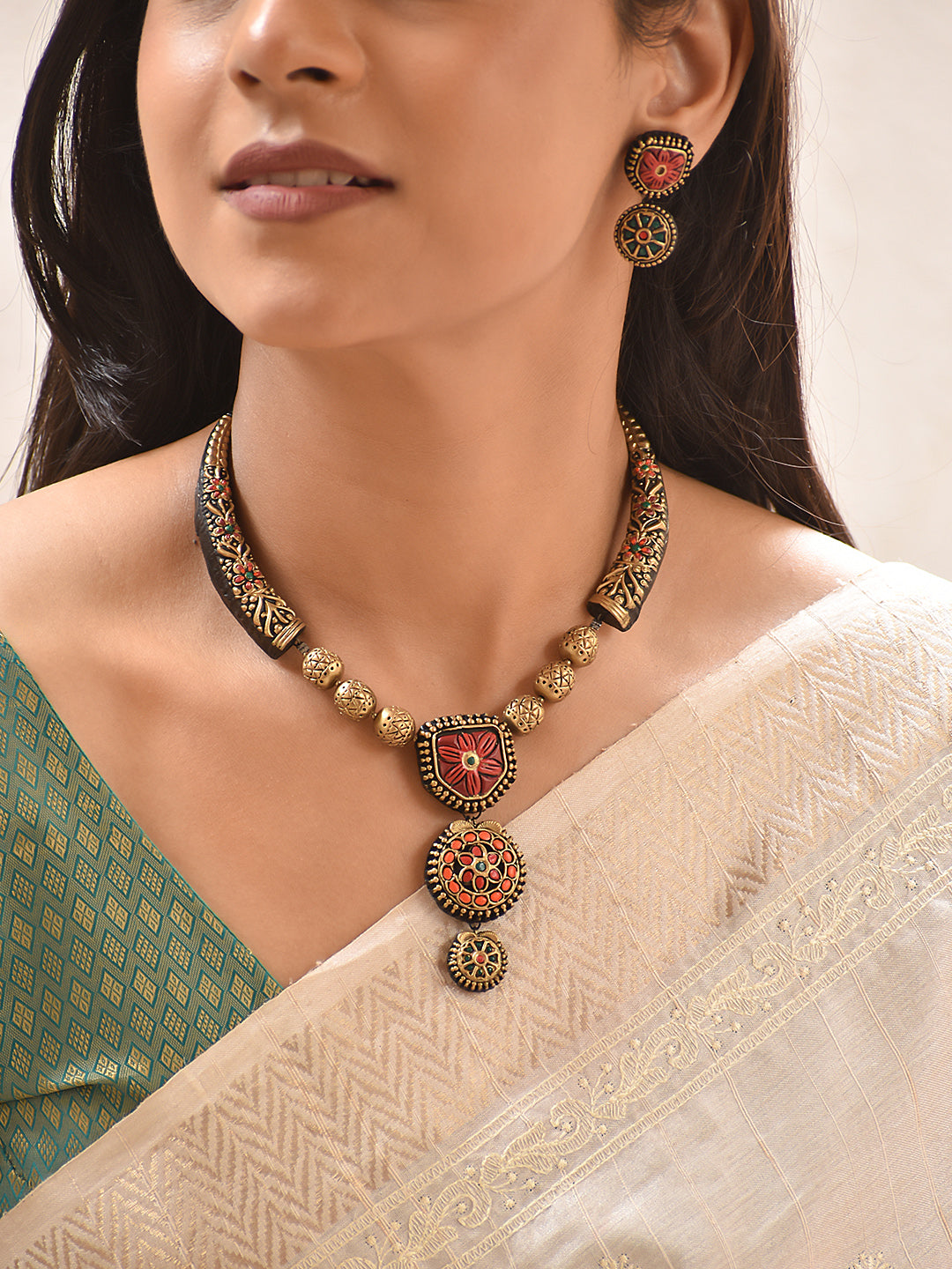 Karnika — Black & Red Statement Necklace