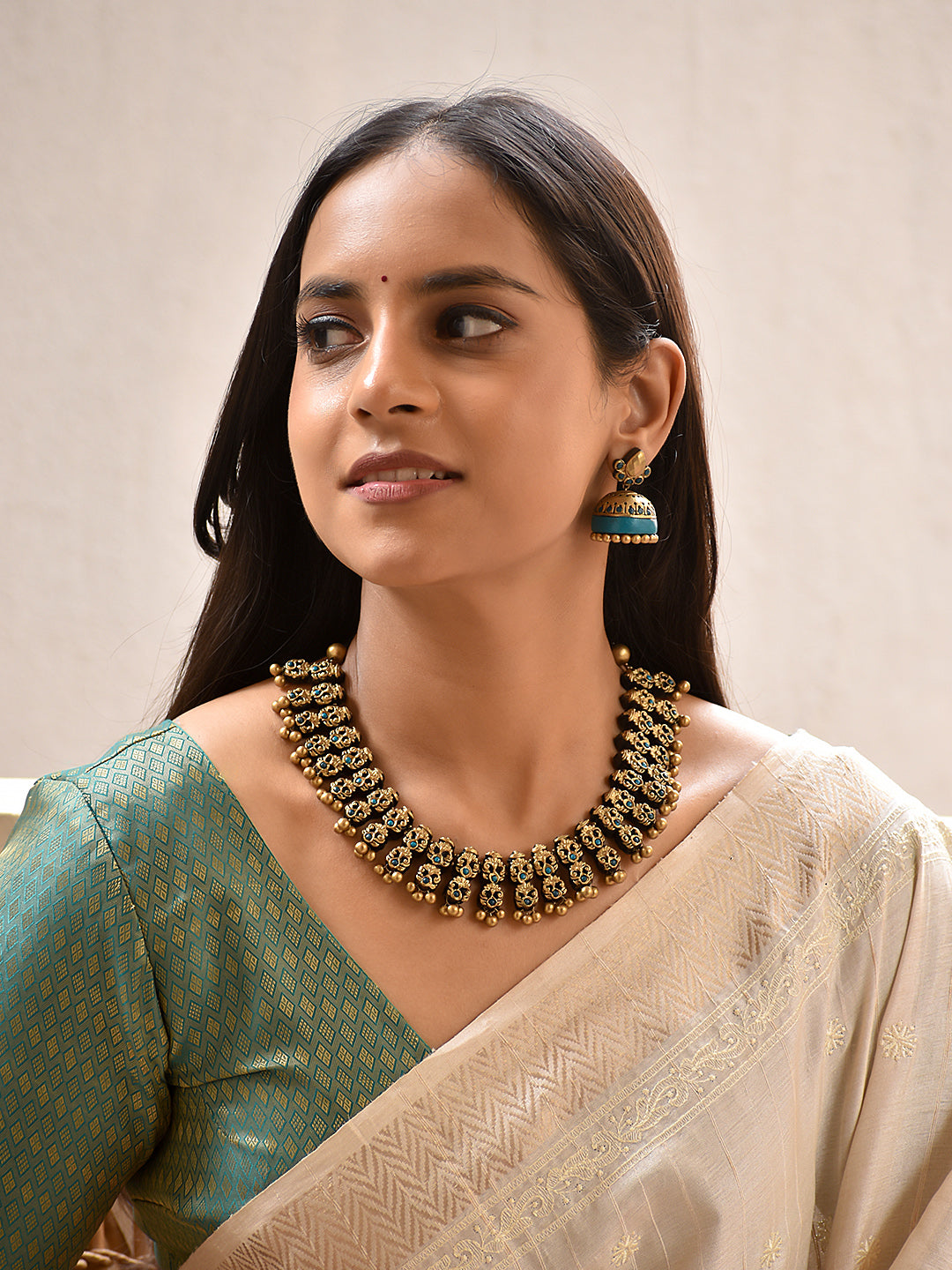 Ambarini — Blue Stone Temple Design Necklace
