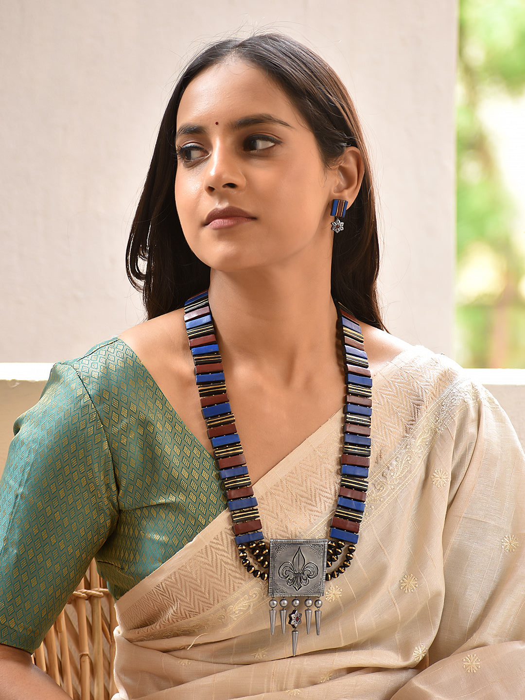 Rekha — Geometric Bead Statement Necklace
