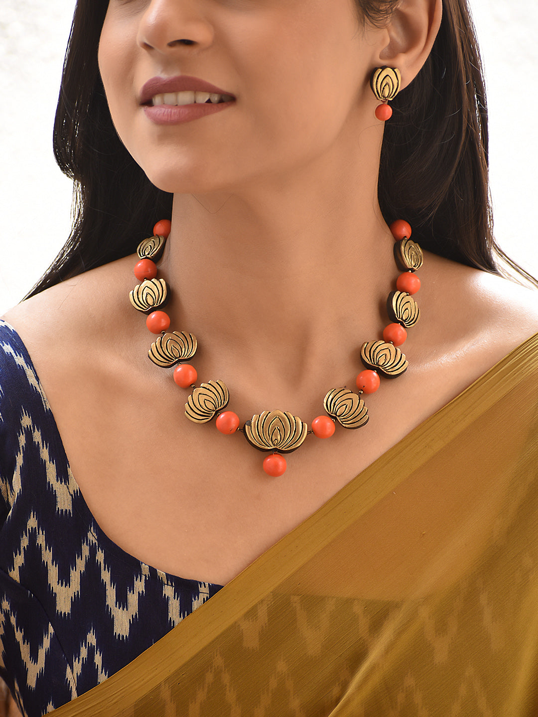 Saroja — Lotus Motif Beaded Necklace