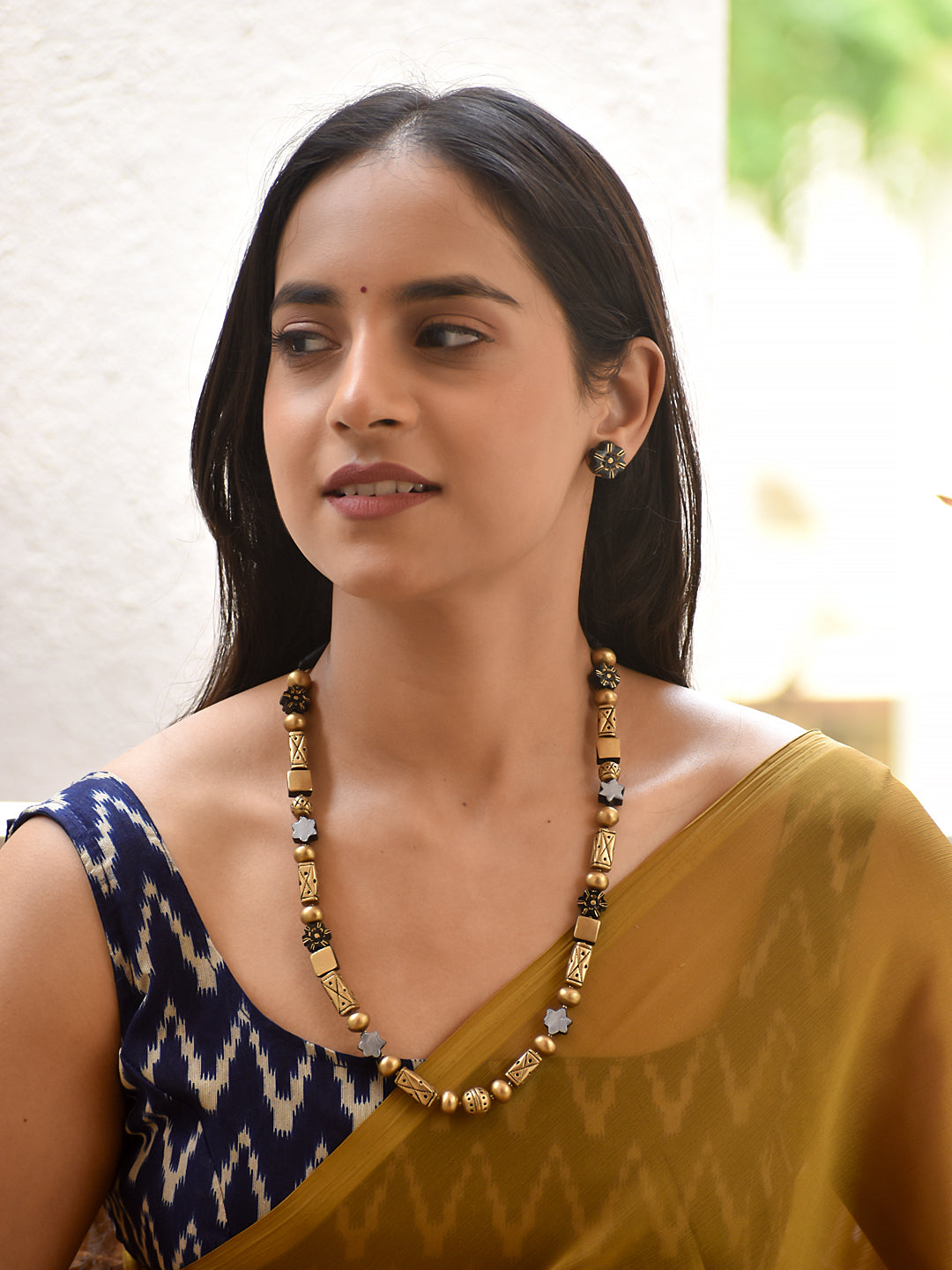 Prithvi — Rustic Bead Necklace with Metal Accents