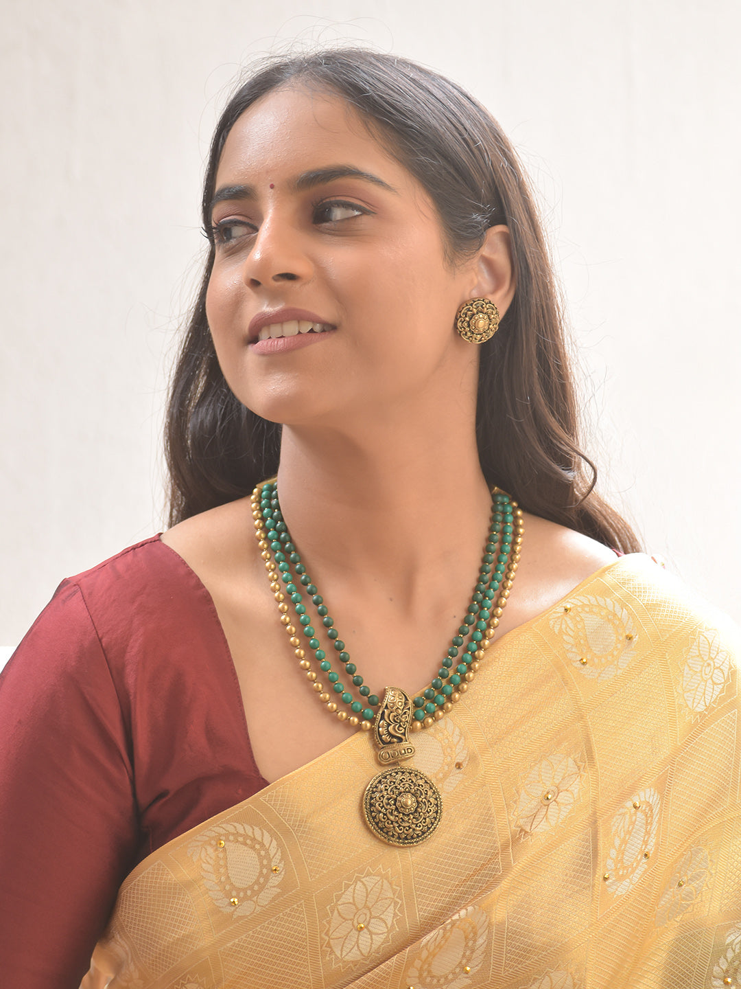 Mandala Pushpa Chakra — Mandala Terracotta Necklace Set With Studs