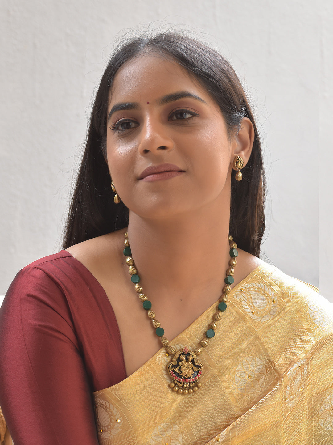 Radha-Krishna Prema — Terracotta Radha Krishna Necklace Set With Studs