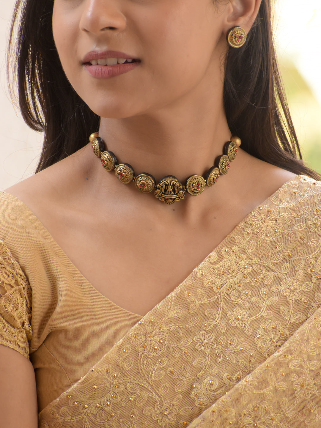 Lakshmi Temple Coin Choker Necklace Set