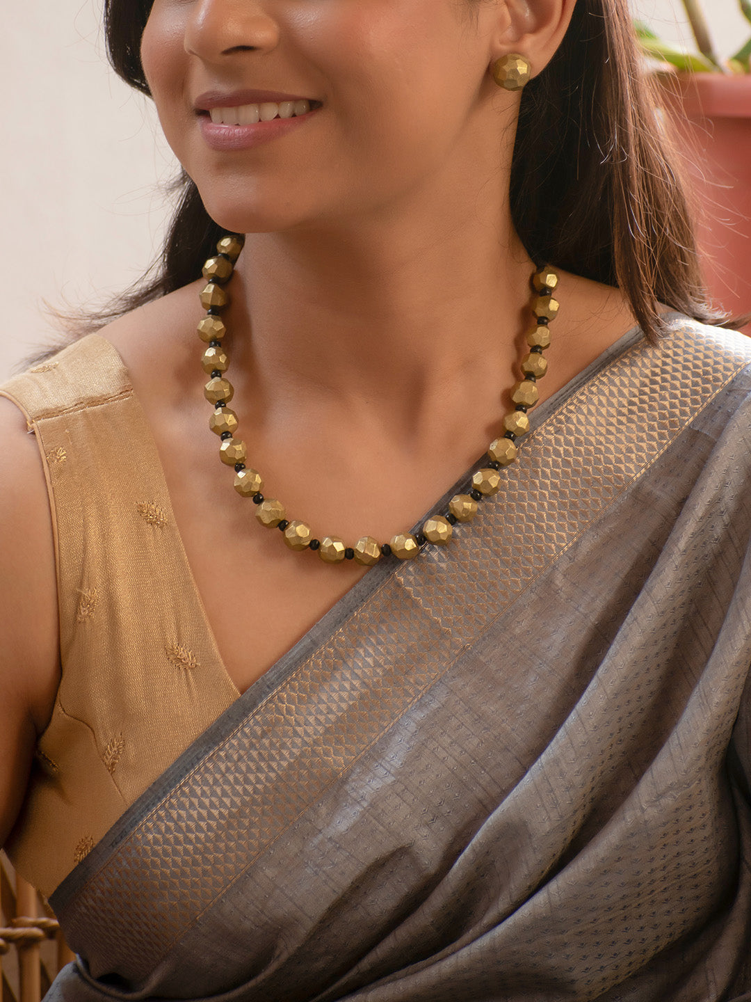 Manikya Harini — Beautifully Handcrafted Terracotta Jewellery Set in Antique Gold"